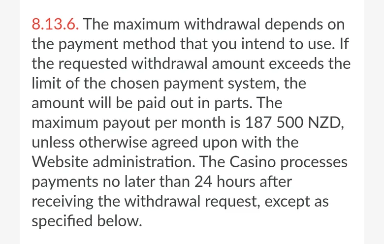 1GO T&C clause 8.13.6 on the 187,500 NZD monthly maximum and processing within 24 hours
