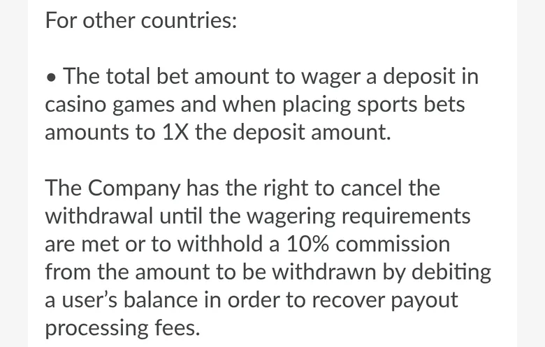 1GO T&C clause 8.13.4 requiring each deposit to be wagered once or a 10 percent commission