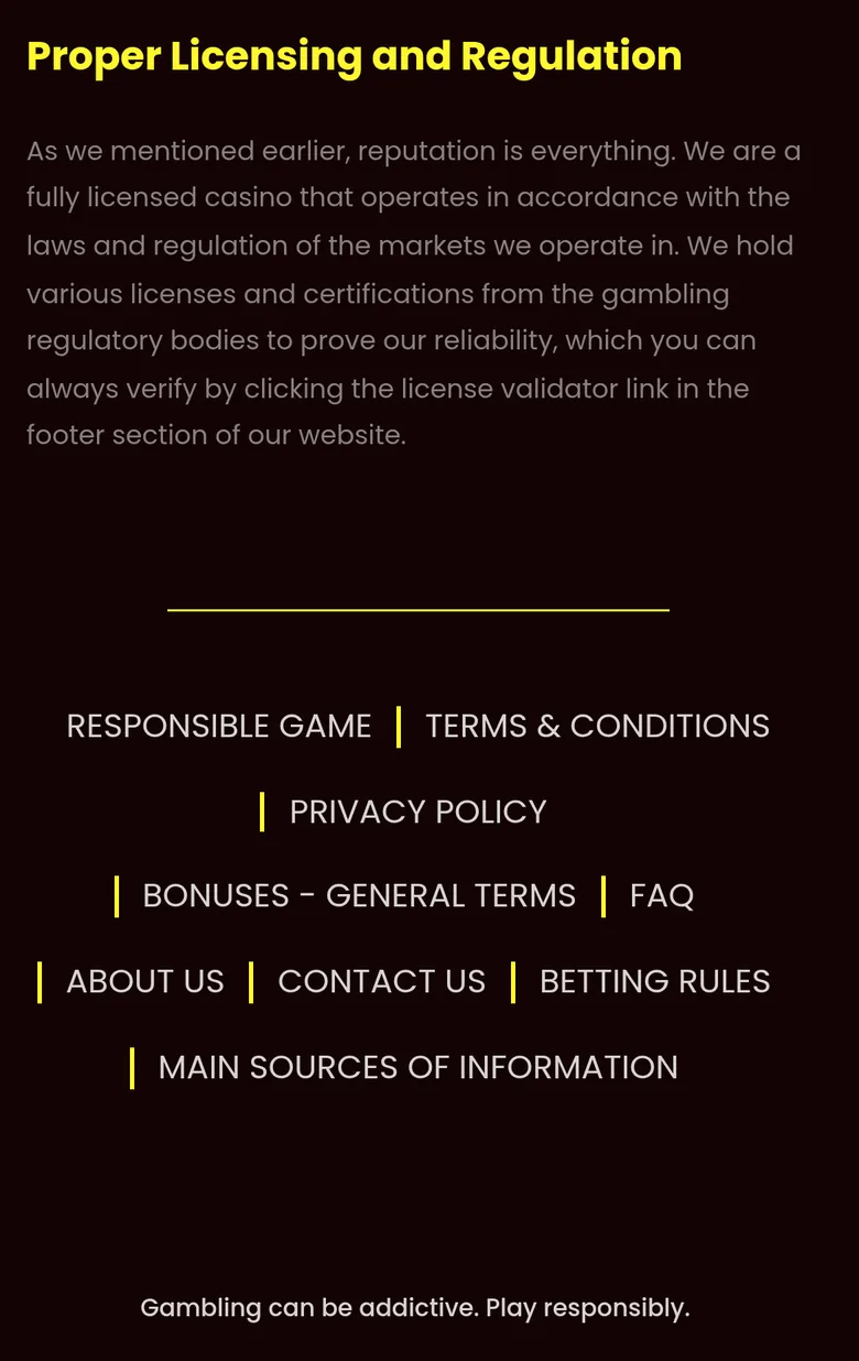 DragonSlots About Us licensing paragraph above a site footer that shows no licence validator