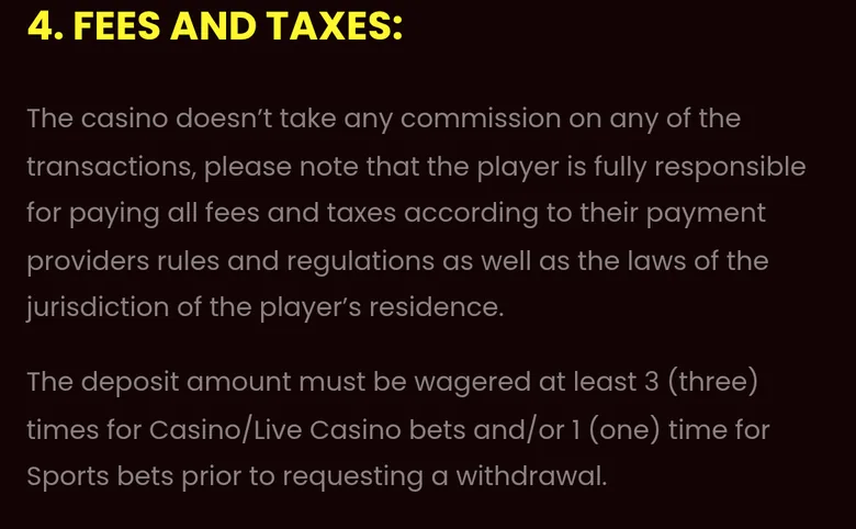 DragonSlots T&C section 4 Fees and Taxes: no commission, and each deposit wagered at least three times before withdrawal