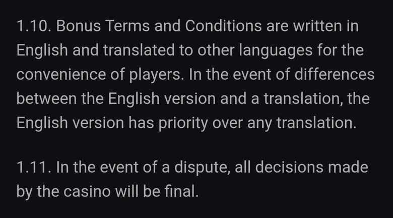 Playmojo bonus terms clause 1.11 making the casino's decisions final in a dispute