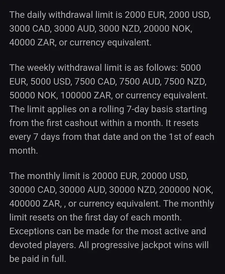 Playmojo terms on daily, weekly and monthly withdrawal limits in NZD