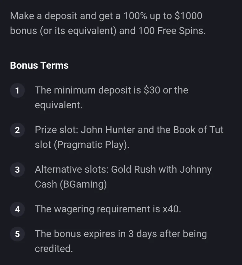 Rooster.bet first deposit bonus terms showing 40x wagering and a 3-day expiry