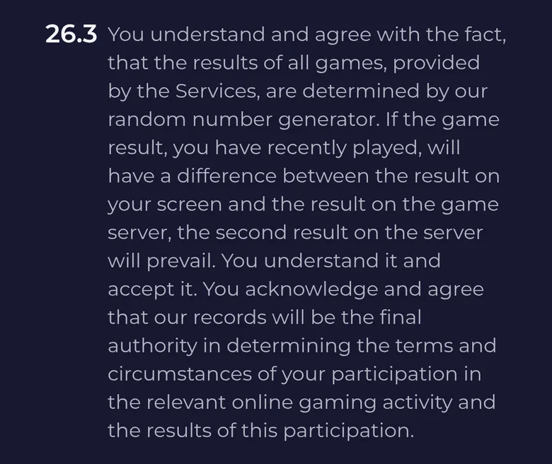 Slota T&C 26.3 making the casino's records the final authority