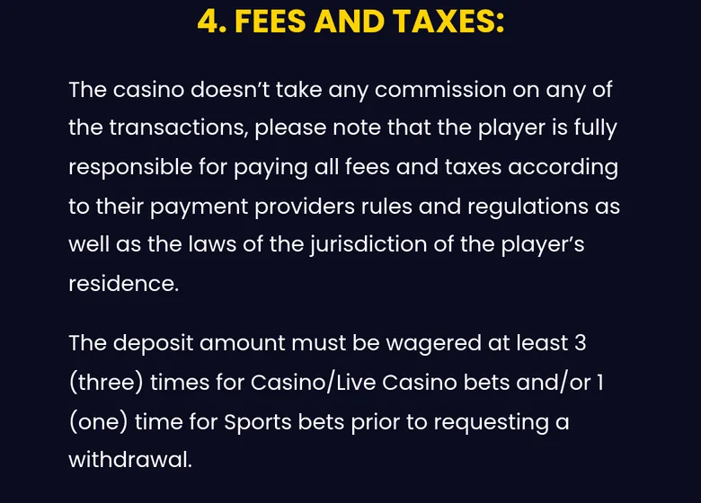 SlotsGem T&C section 4: the deposit must be wagered at least 3 times before a withdrawal